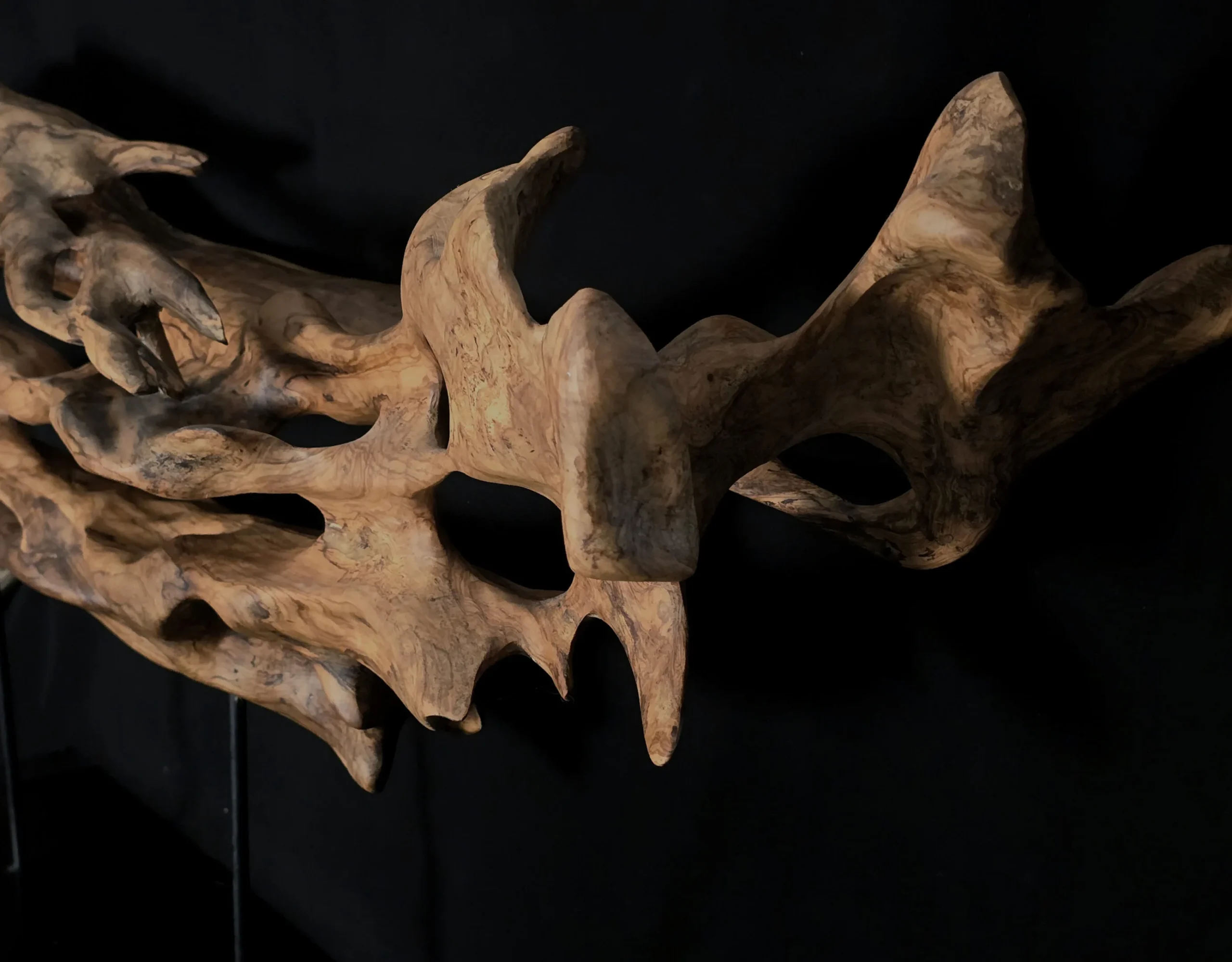 Ryūgin no Kage – L’Ombre du Dragon-Poisson – sculpture en bois d’olivier